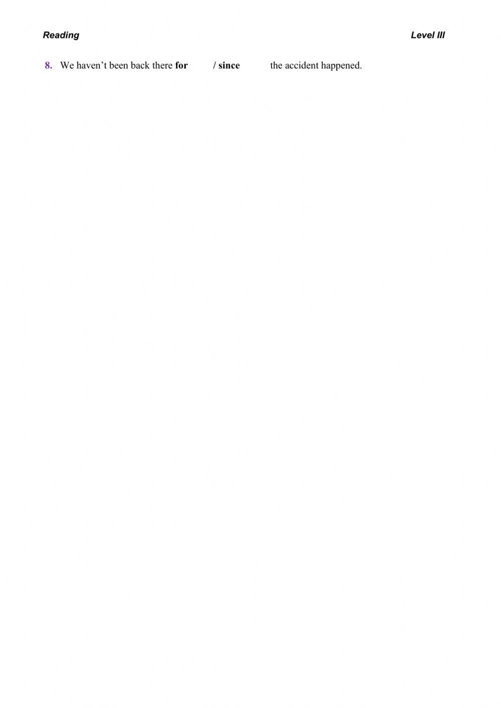 2nd Year – Reading Practice – Level III