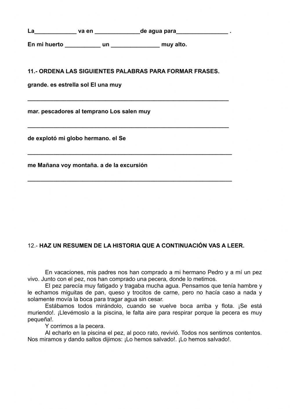 Prueba inicial 4º EP LCL primera parte Prueba inicial 4º EP LCL primera parte