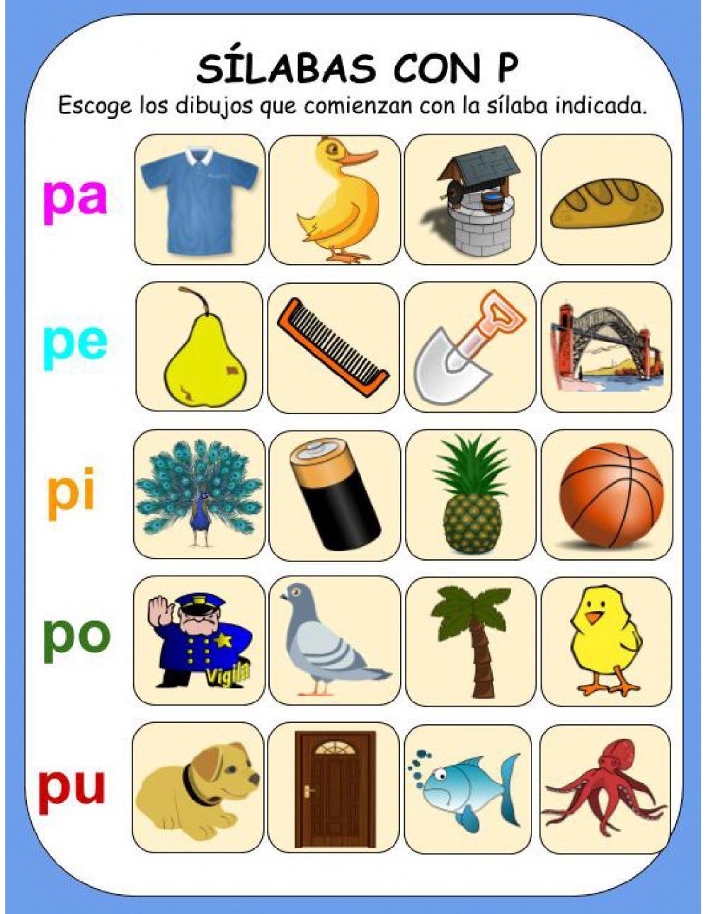 Sílabas con p