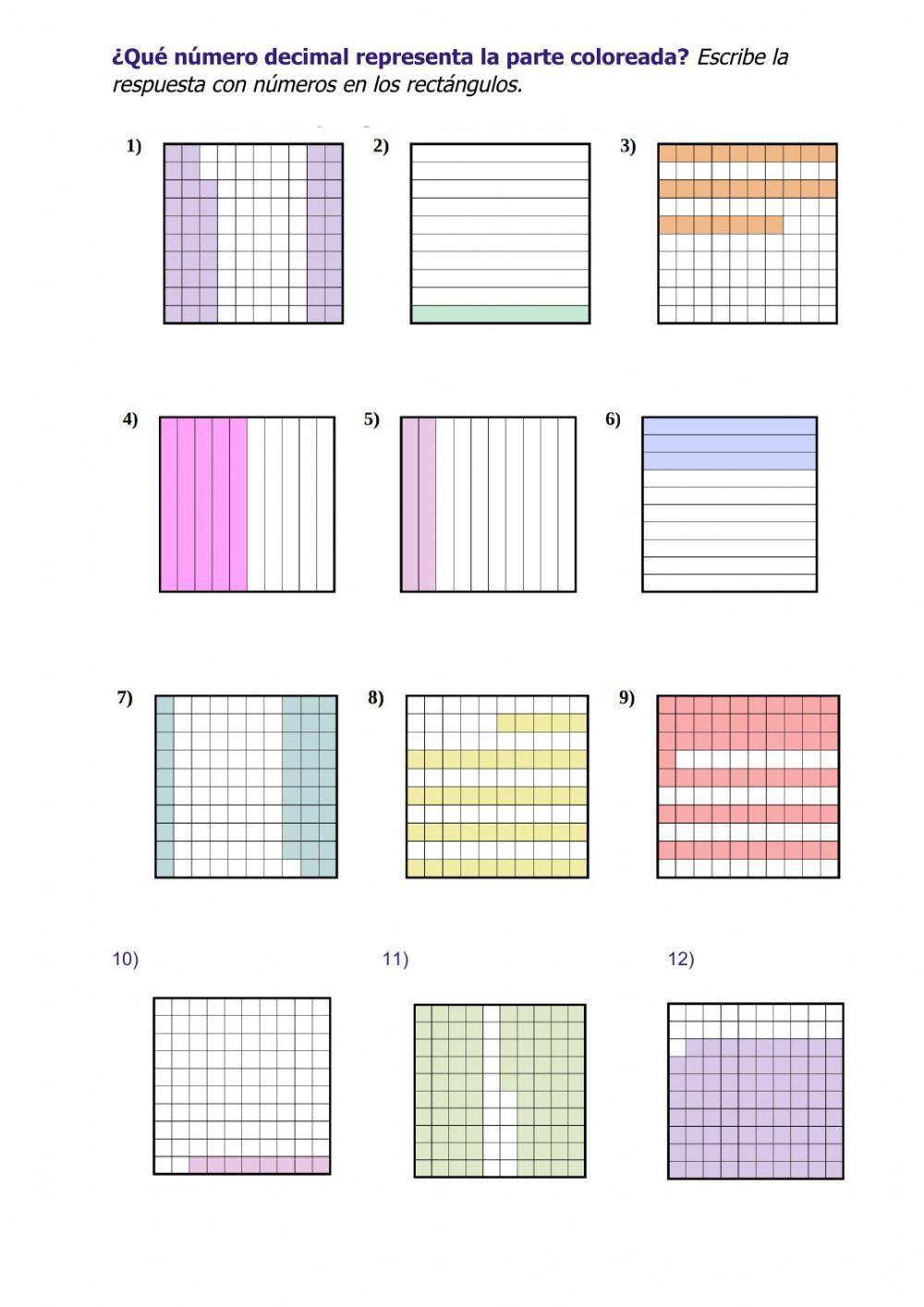 Representación gráfica de números decimales Representación gráfica de números decimales