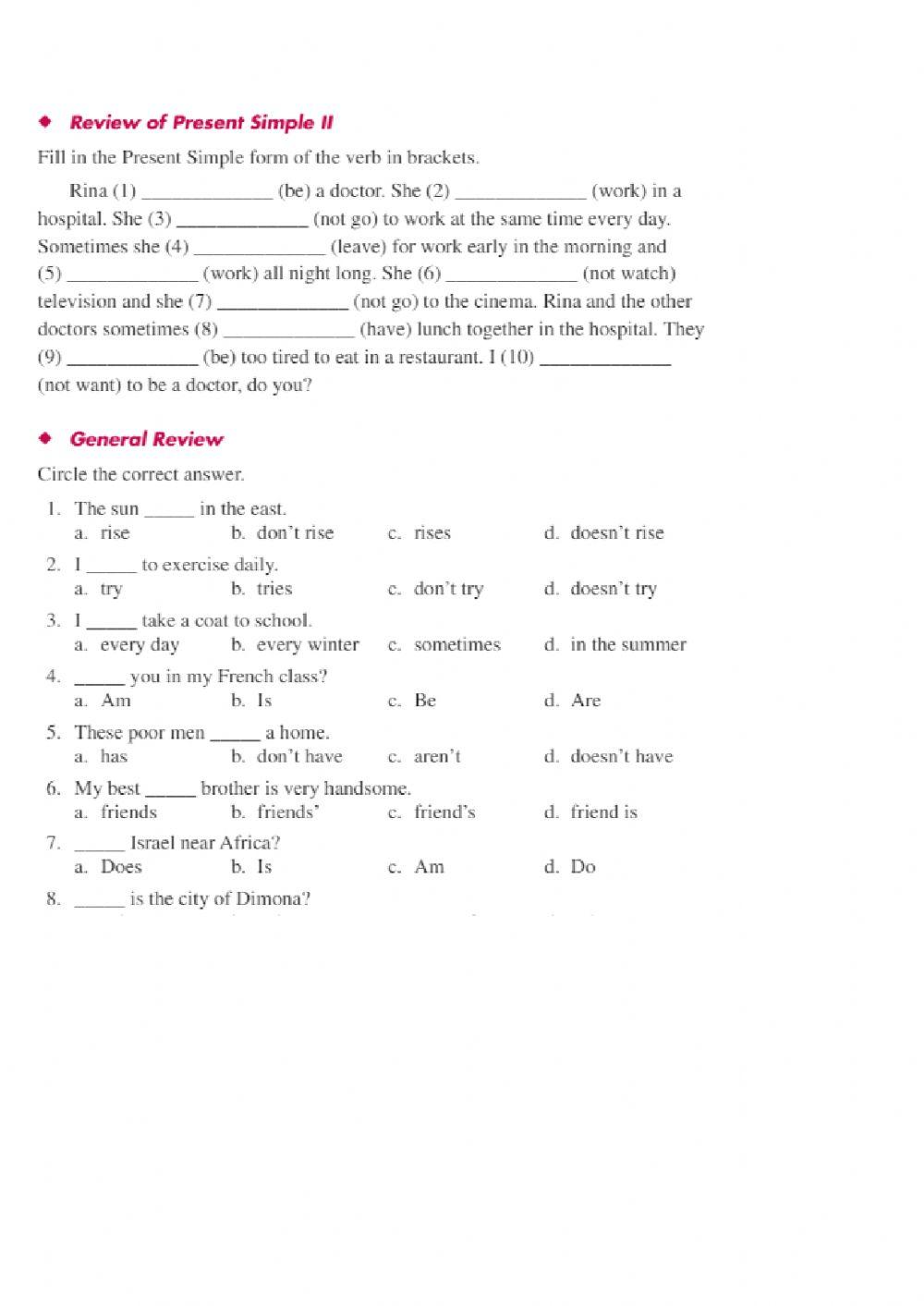 Present Simple Mixed