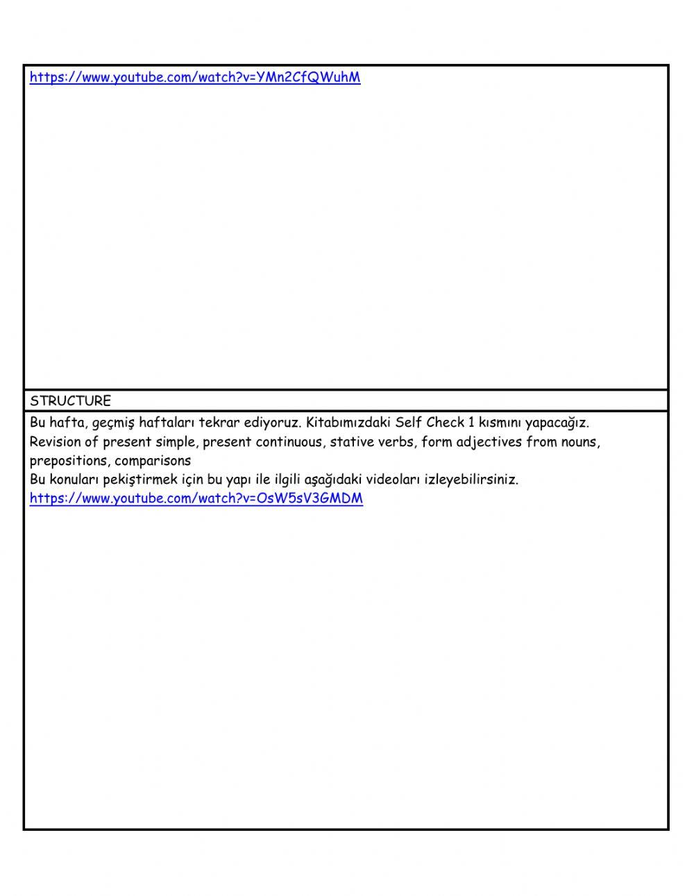 Weekly Plan for level 6 (Week 4)