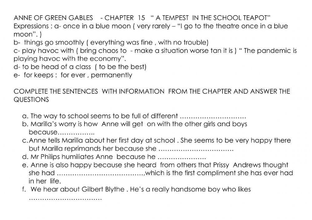 Anne of green gables chapter 15