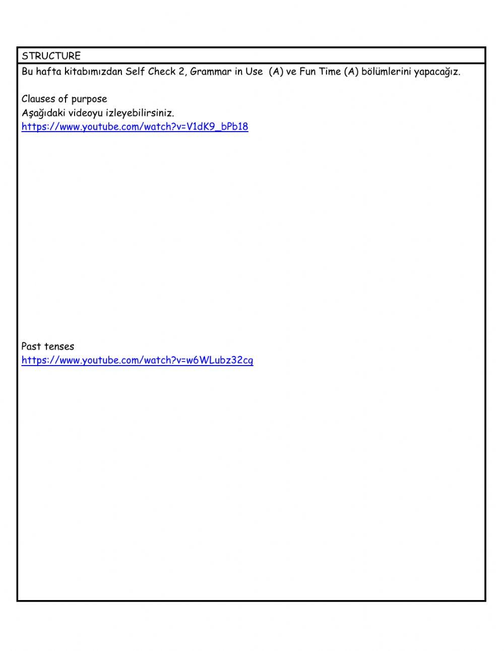 Weekly Plan for level 6 (Week 8)