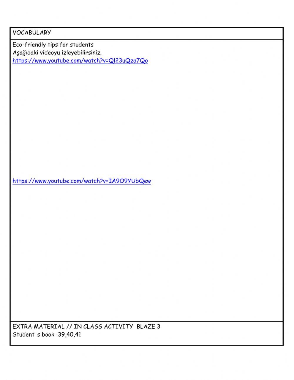 Weekly Plan for level 6 (Week 9)