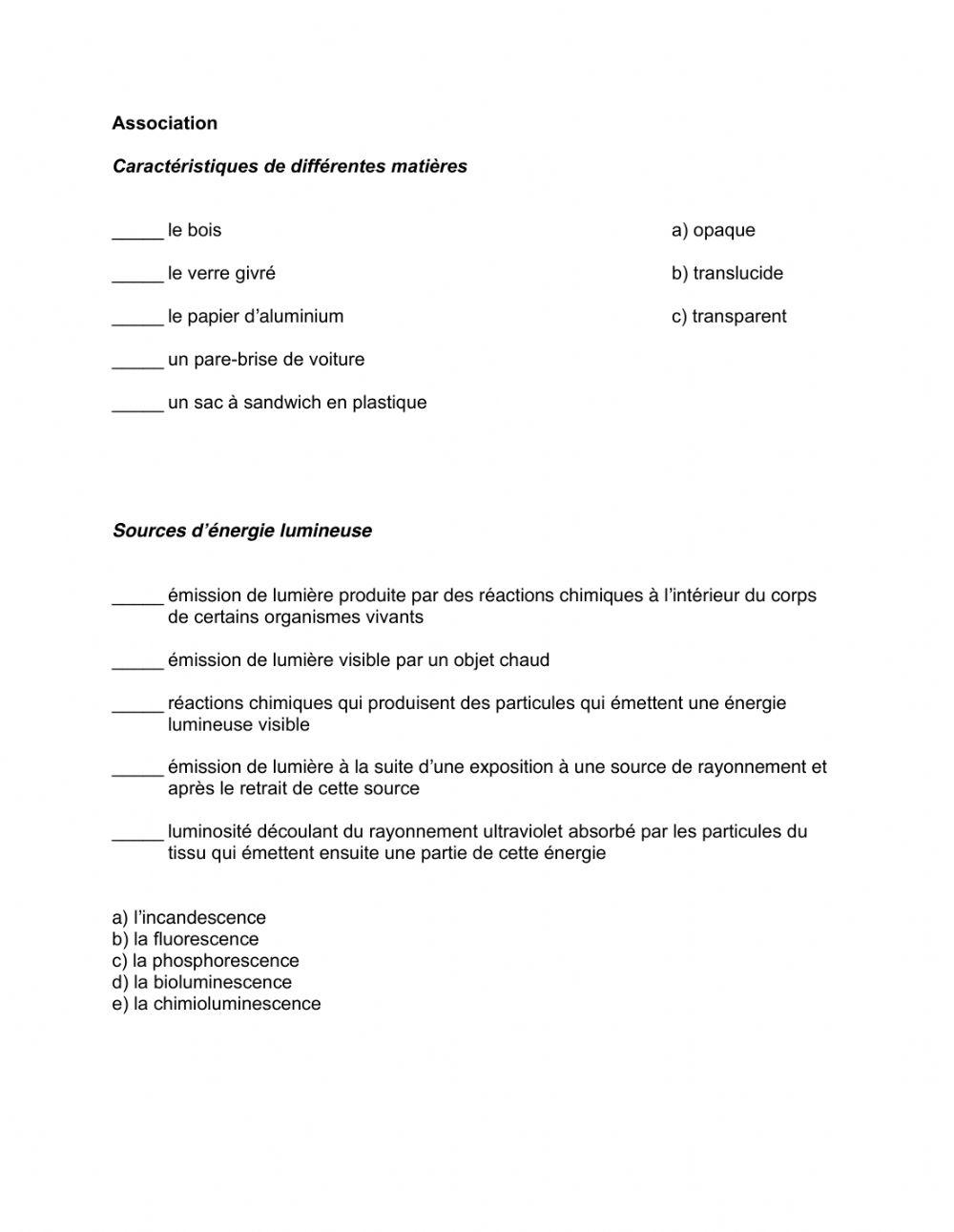 La révision des thèmes 1 et 2 (La lumière)