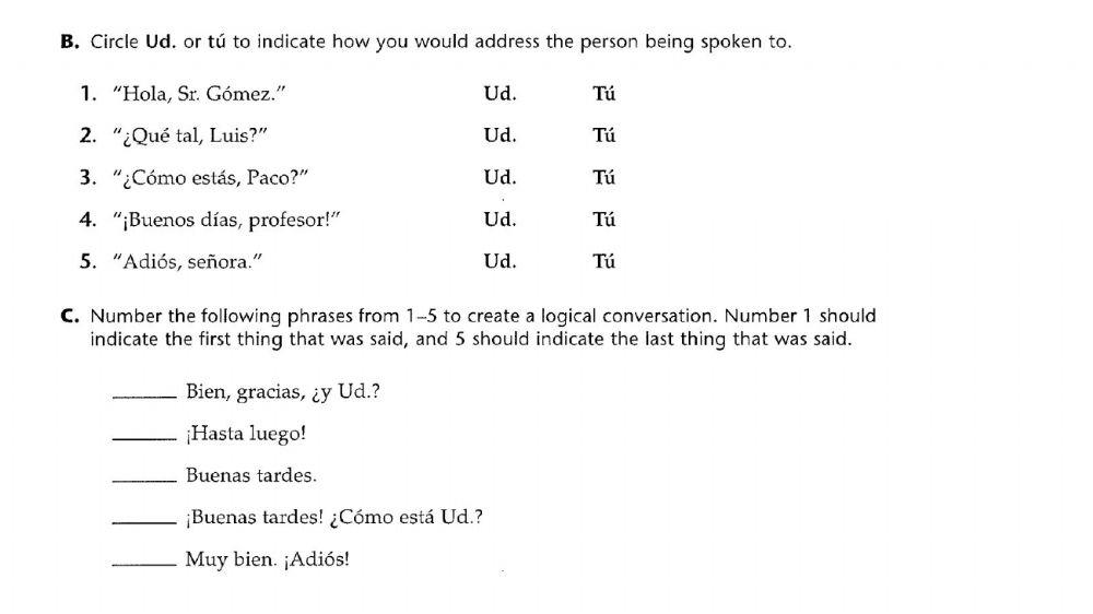 Spanish 1 - PE packet page 6