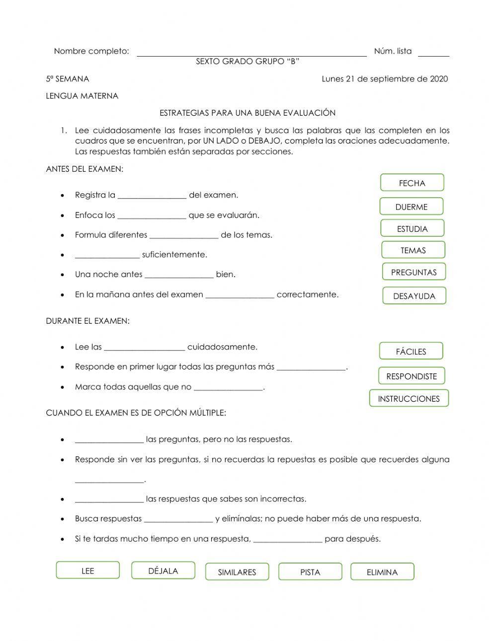 Estrategias para una buena evaluación