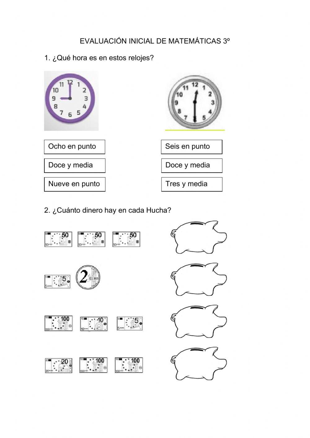 Evaluación inicial matemáticas