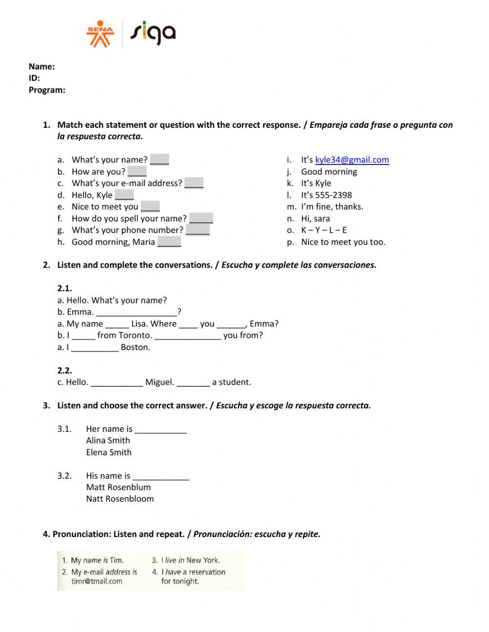 Introducing yourself