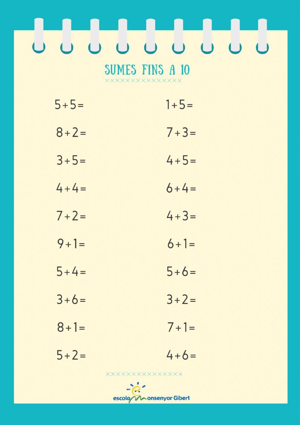 Sumes fins a 10