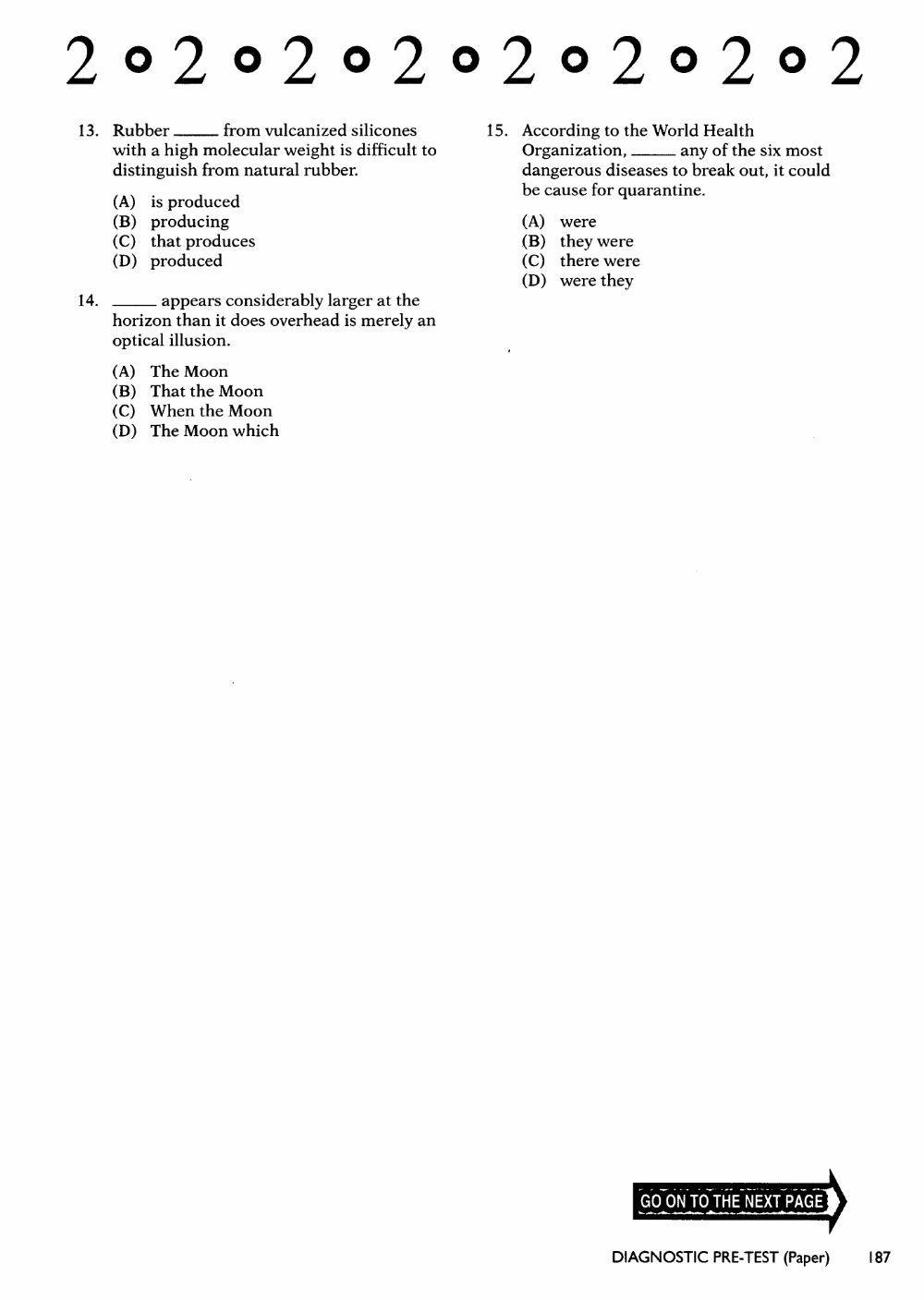 Structure Diagnostic TOEFL Pre-Test