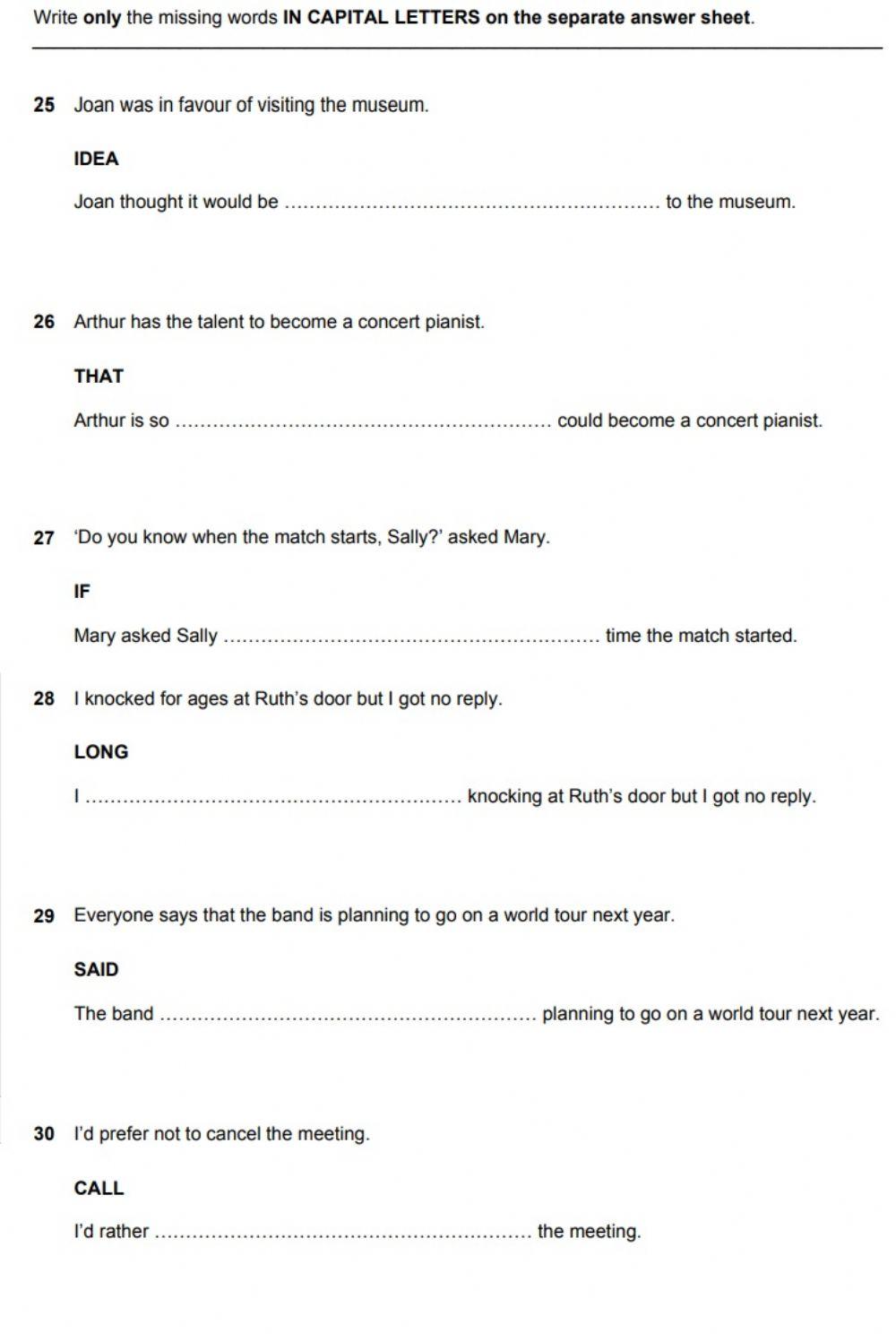 FCE - Sentence transformation
