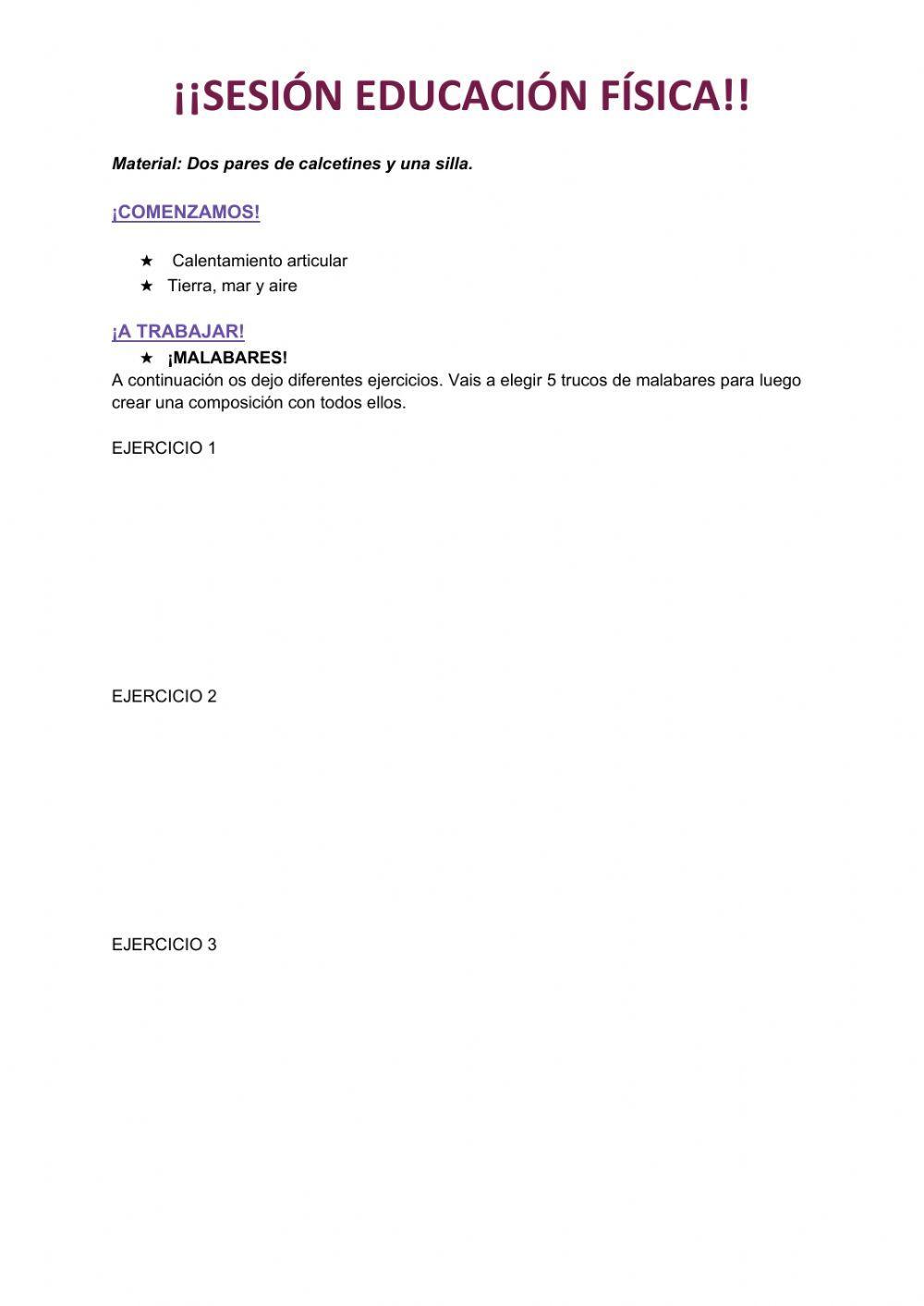 Educación física -malabares-