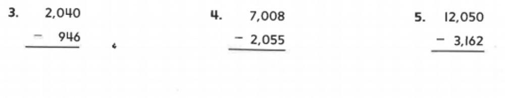 الطرح مع وجود الأصفار