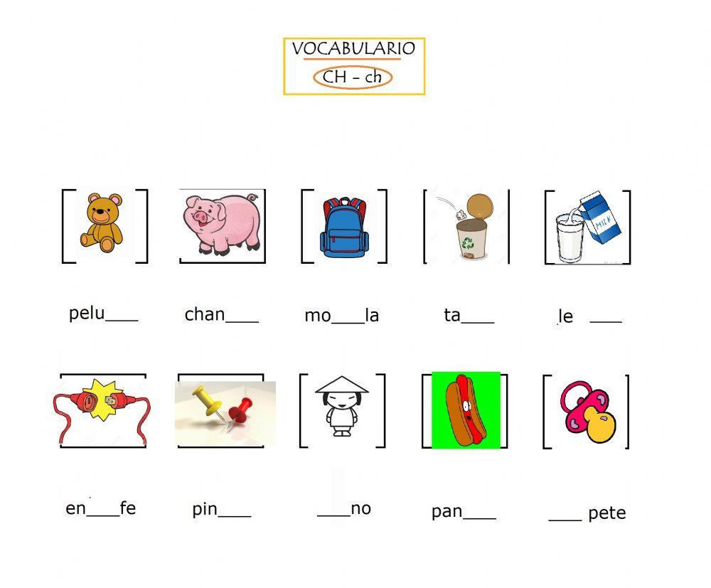 Vocabulario de la ch