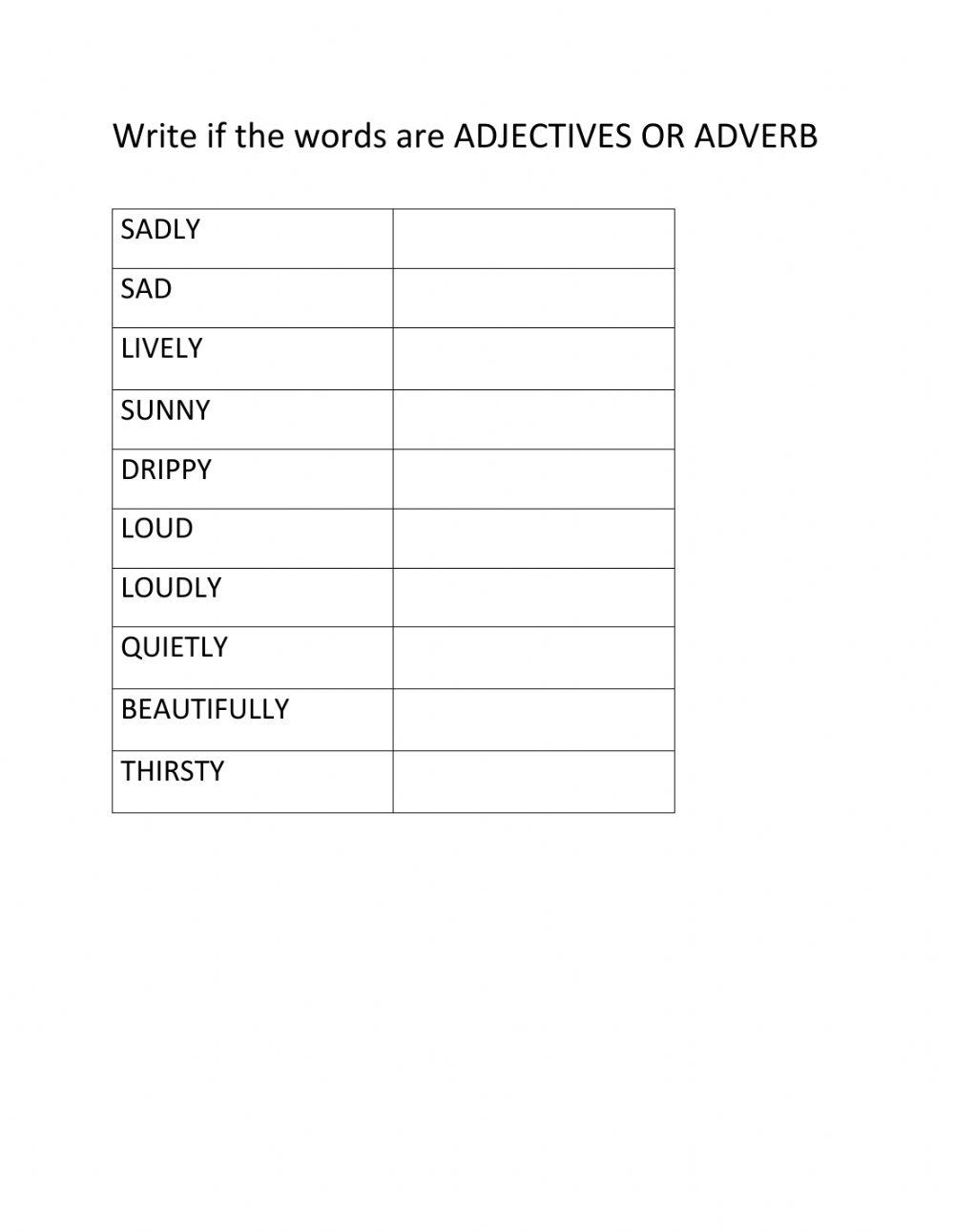 Adverbs and adjectives