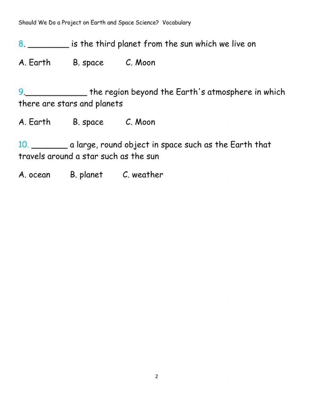 Should We do a Project in Earth and Space Science
