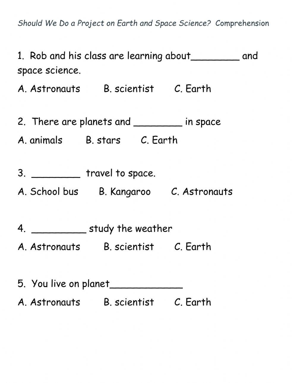 Should We do a Project on Earth and Space-comp