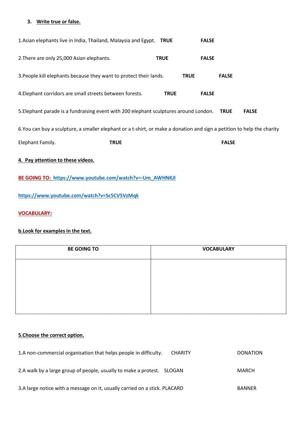 4th year- Protest and support vocabulary- Going to