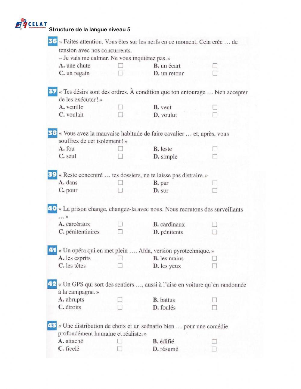 Celat-structure de la langue niveau B2-C1 worksheet | Live Worksheets