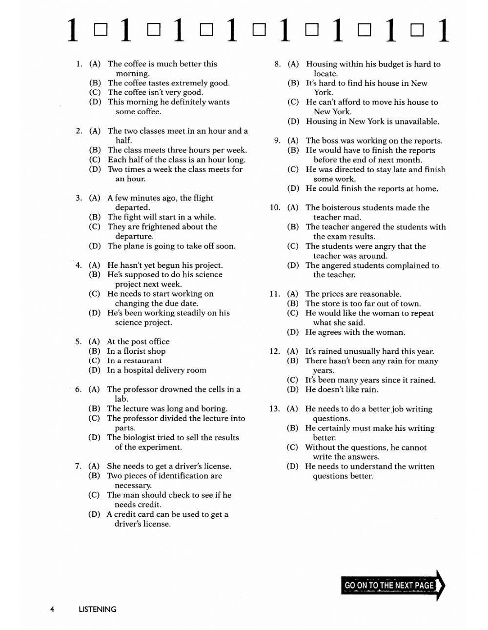 Listening Diagnostic TOEFL Pre-Test