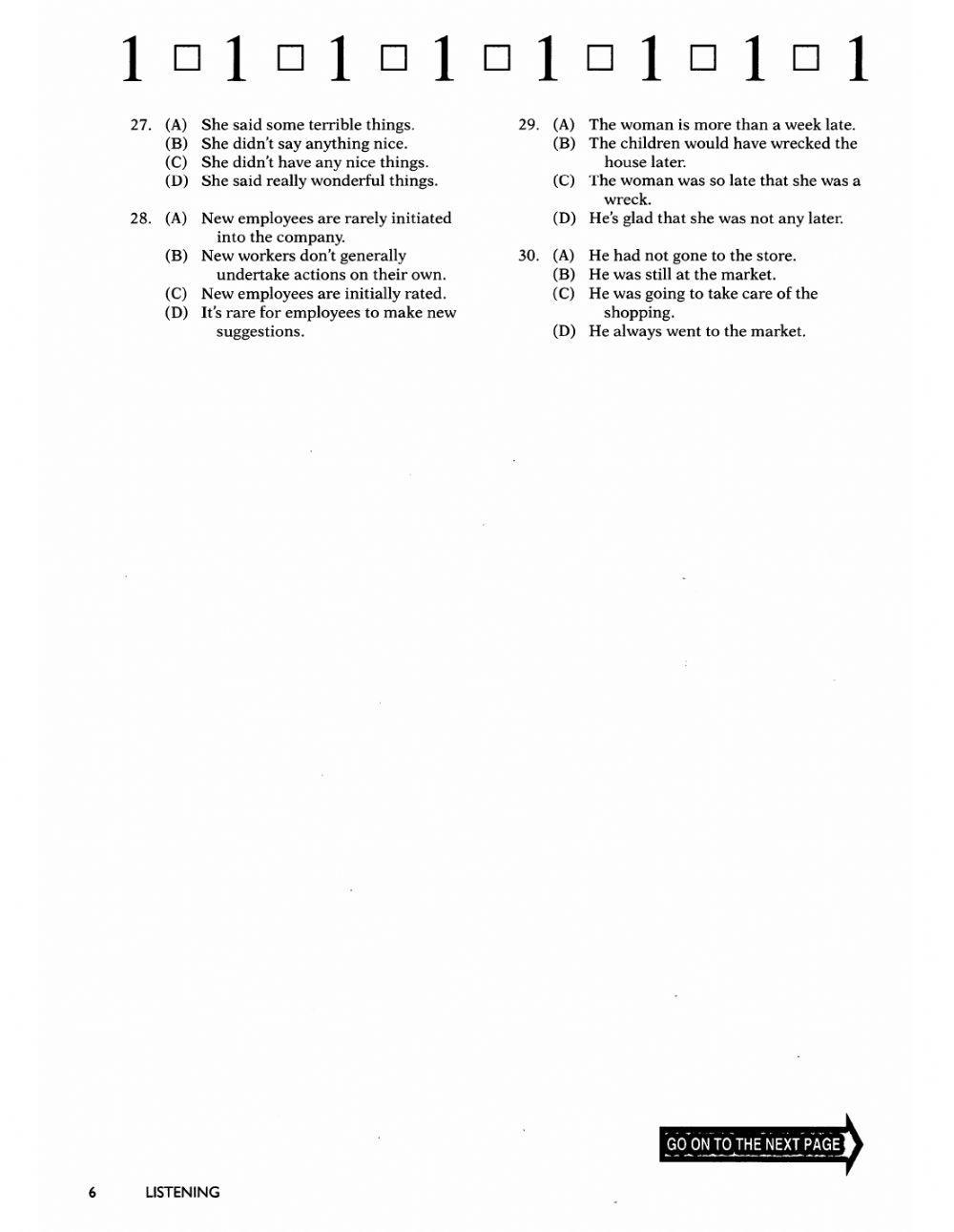 Listening Diagnostic TOEFL Pre-Test