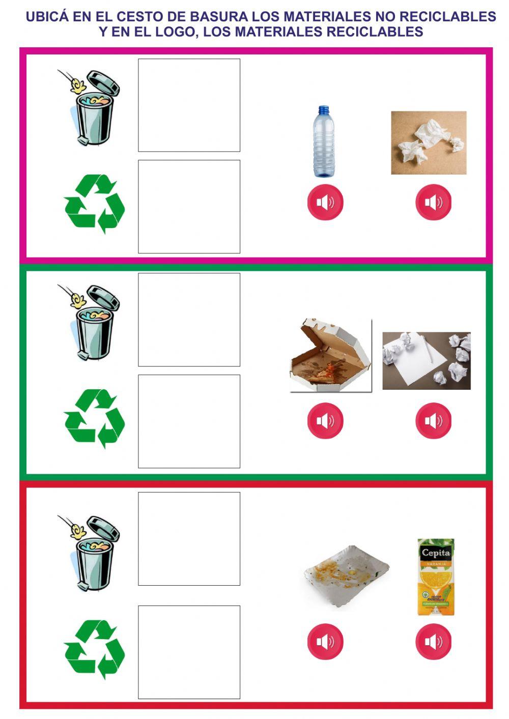 Reciclables y no reciclables