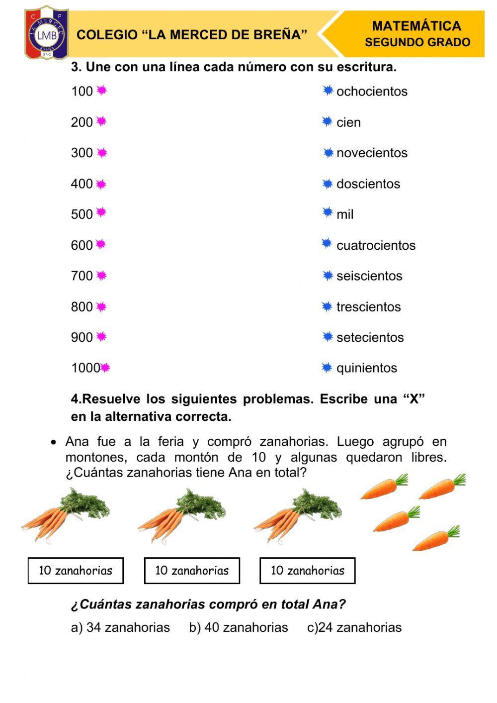 Examen matematica 2do