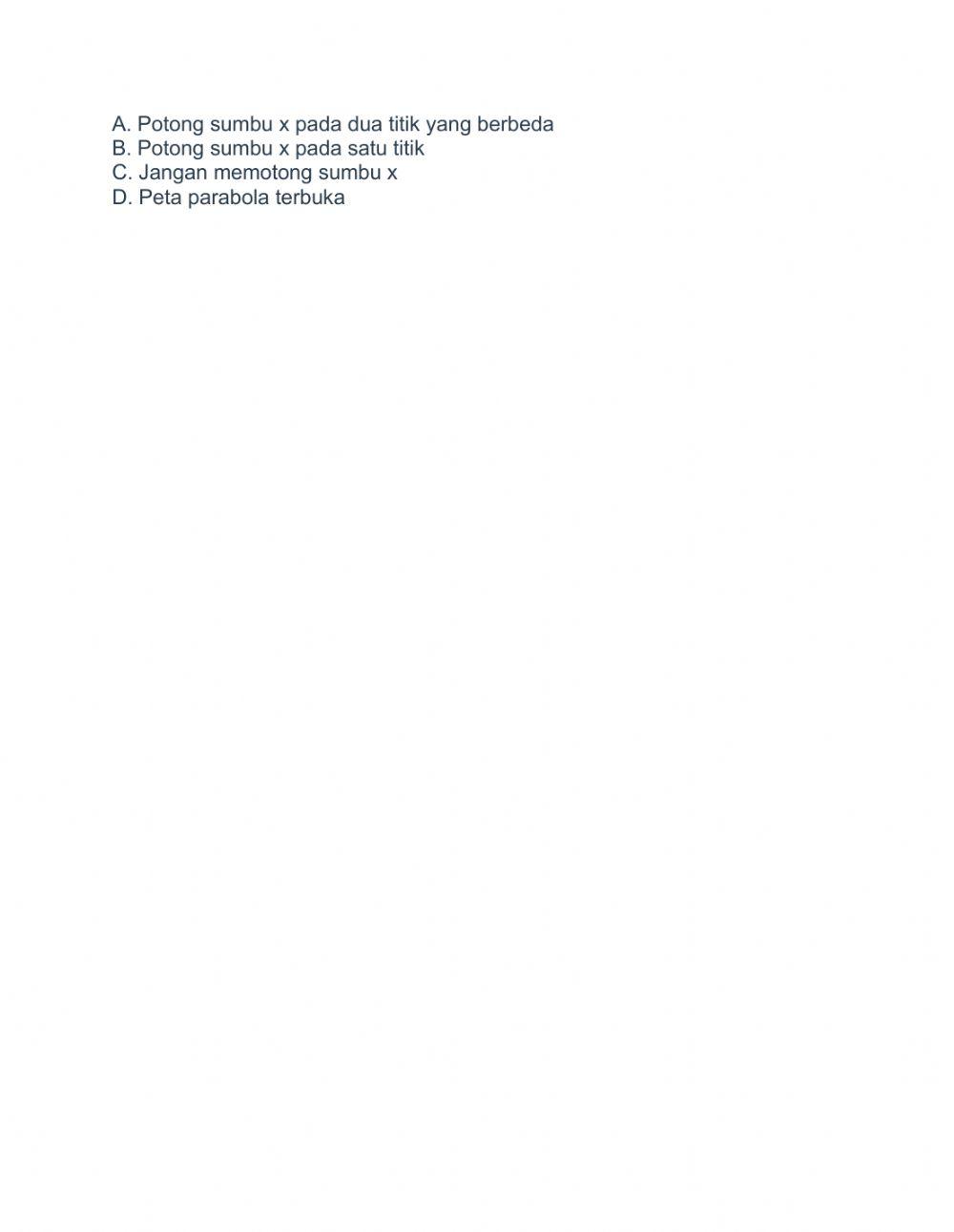 Ulangan Harian Fungsi Kuadrat