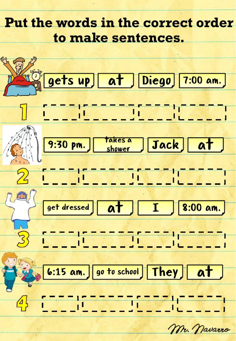 Unscramble Sentences (Simple Present) 1