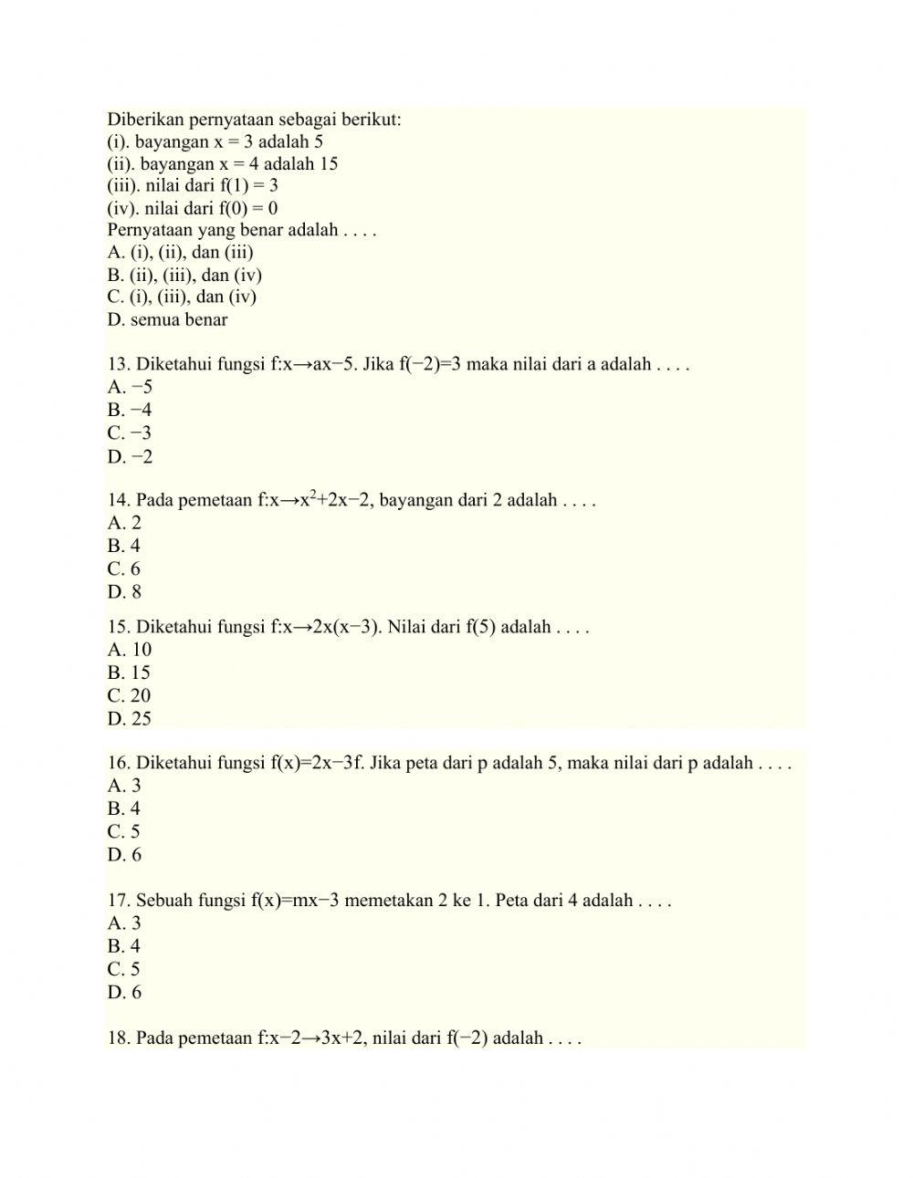 Ulangan Harian Relasi dan Fungi
