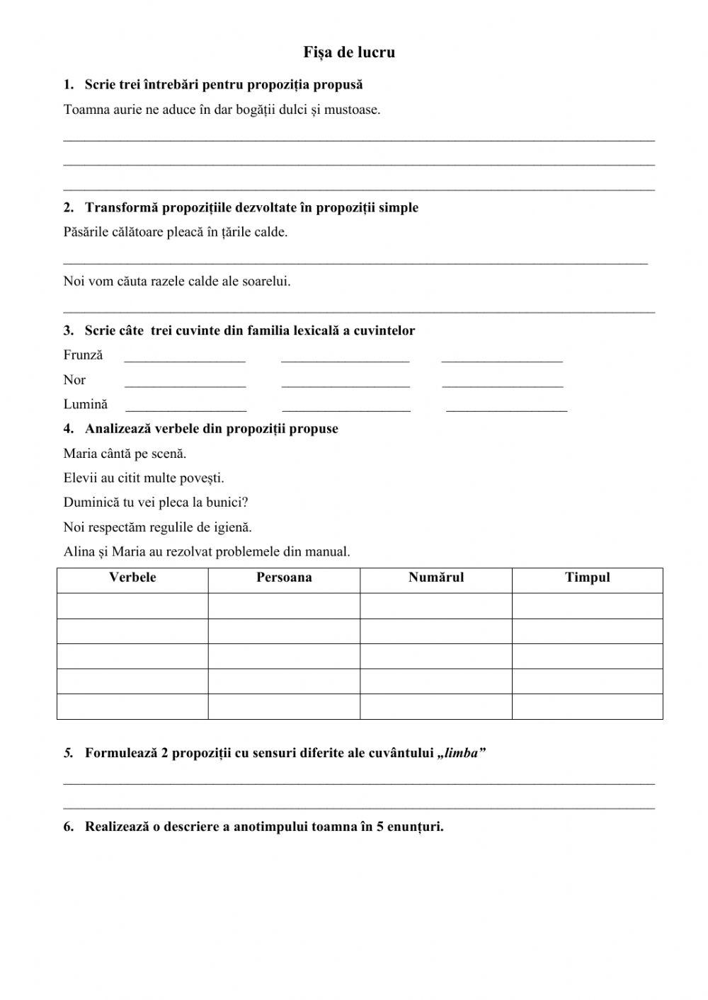 Exerciții gramaticale