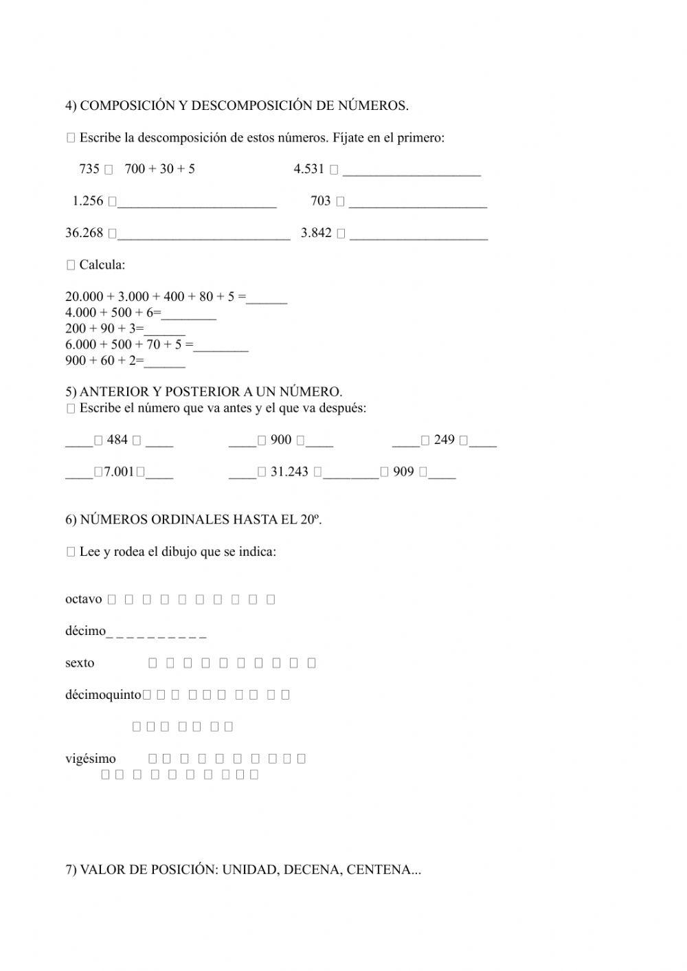 Prueba inicial 4º EP MAT primera parte