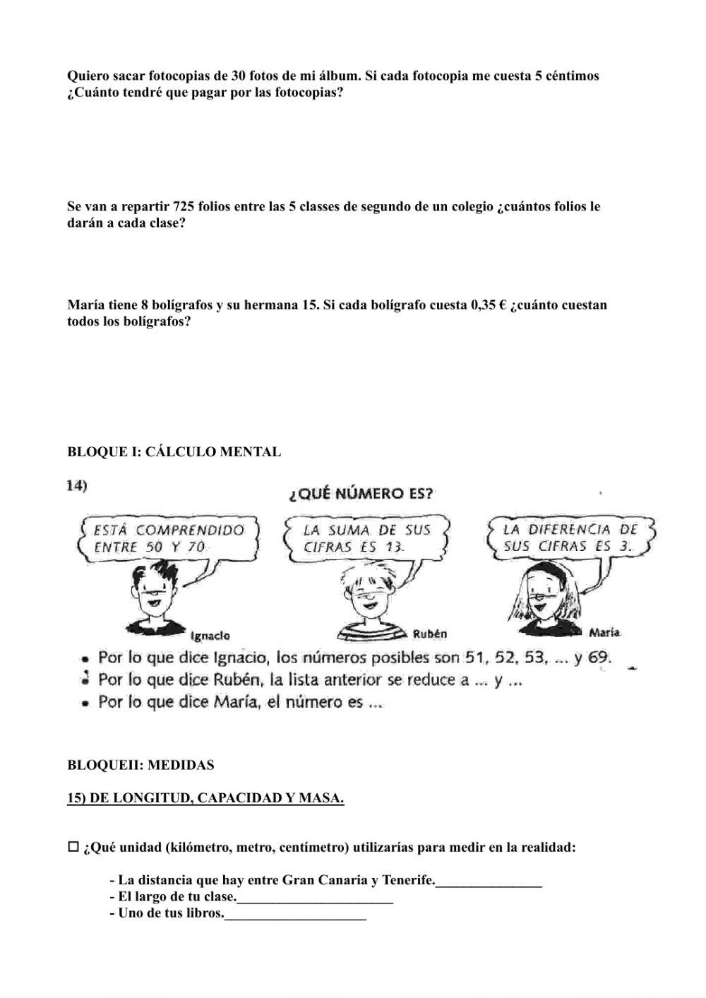 Prueba inicial 4º EP MAT primera parte