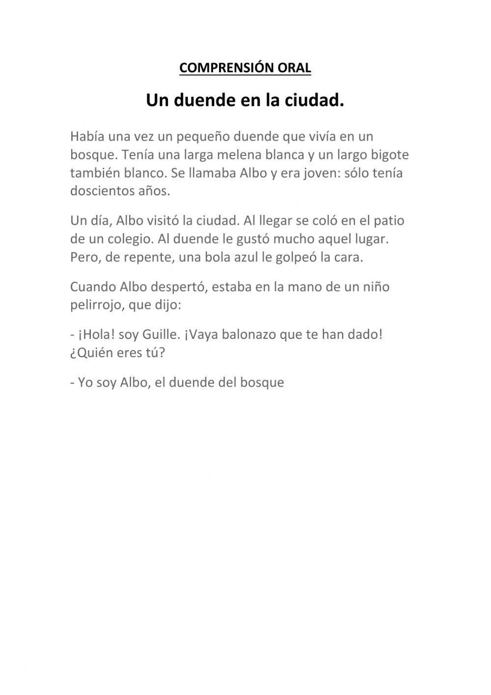 Comprensión Oral- Un duende en la ciudad