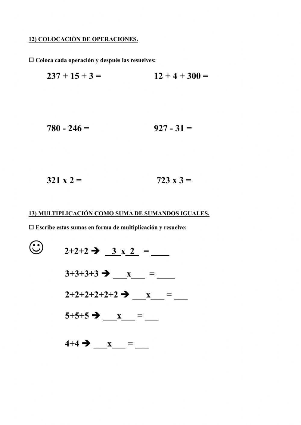 Prueba inicial 3º EP MAT primera parte