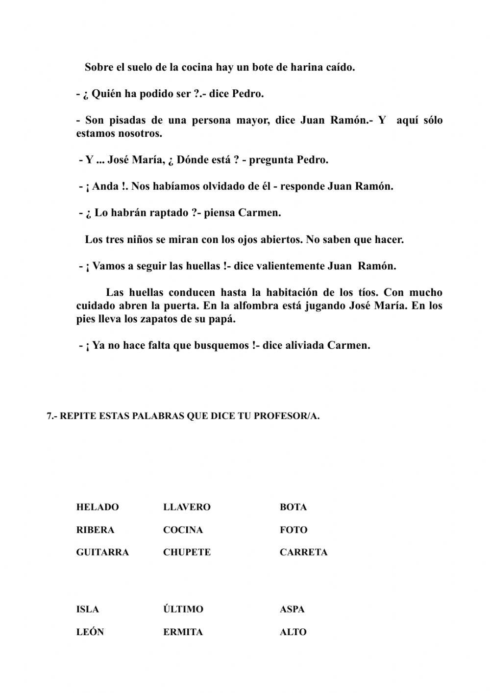 Prueba inicial 3º EP LCL primera parte