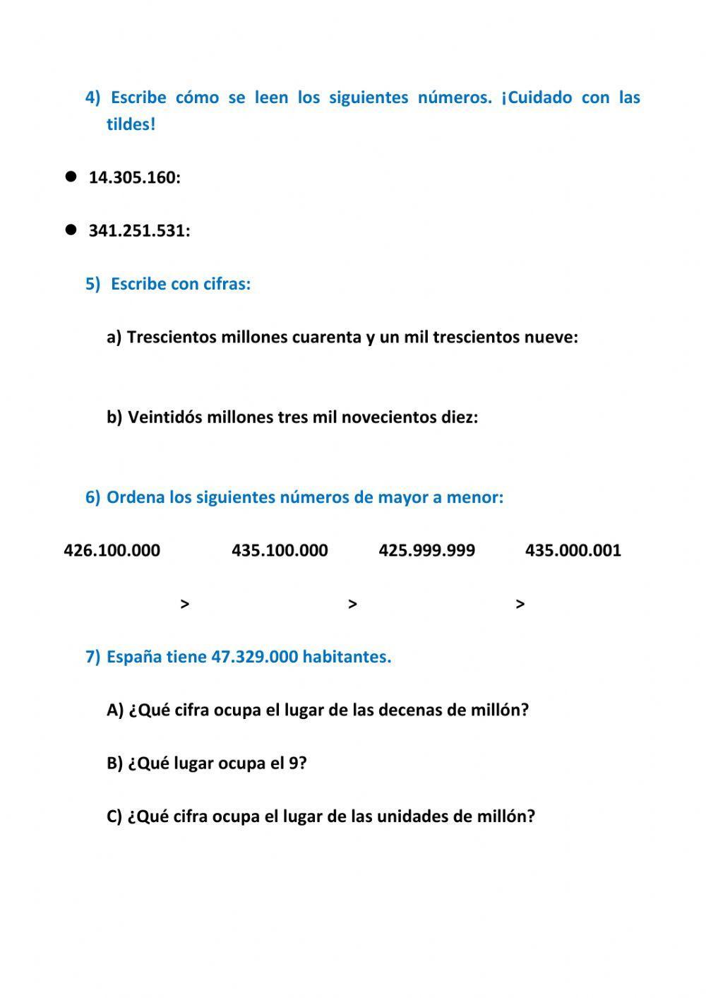 Números de hasta 9 cifras