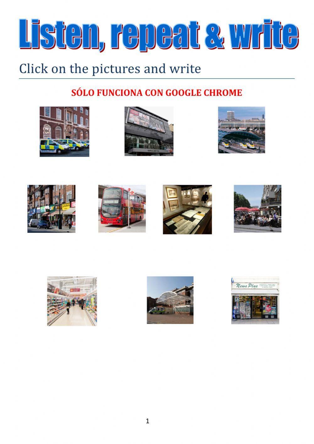 Listen, repeat and write places around the town tiger team 4 macmillan