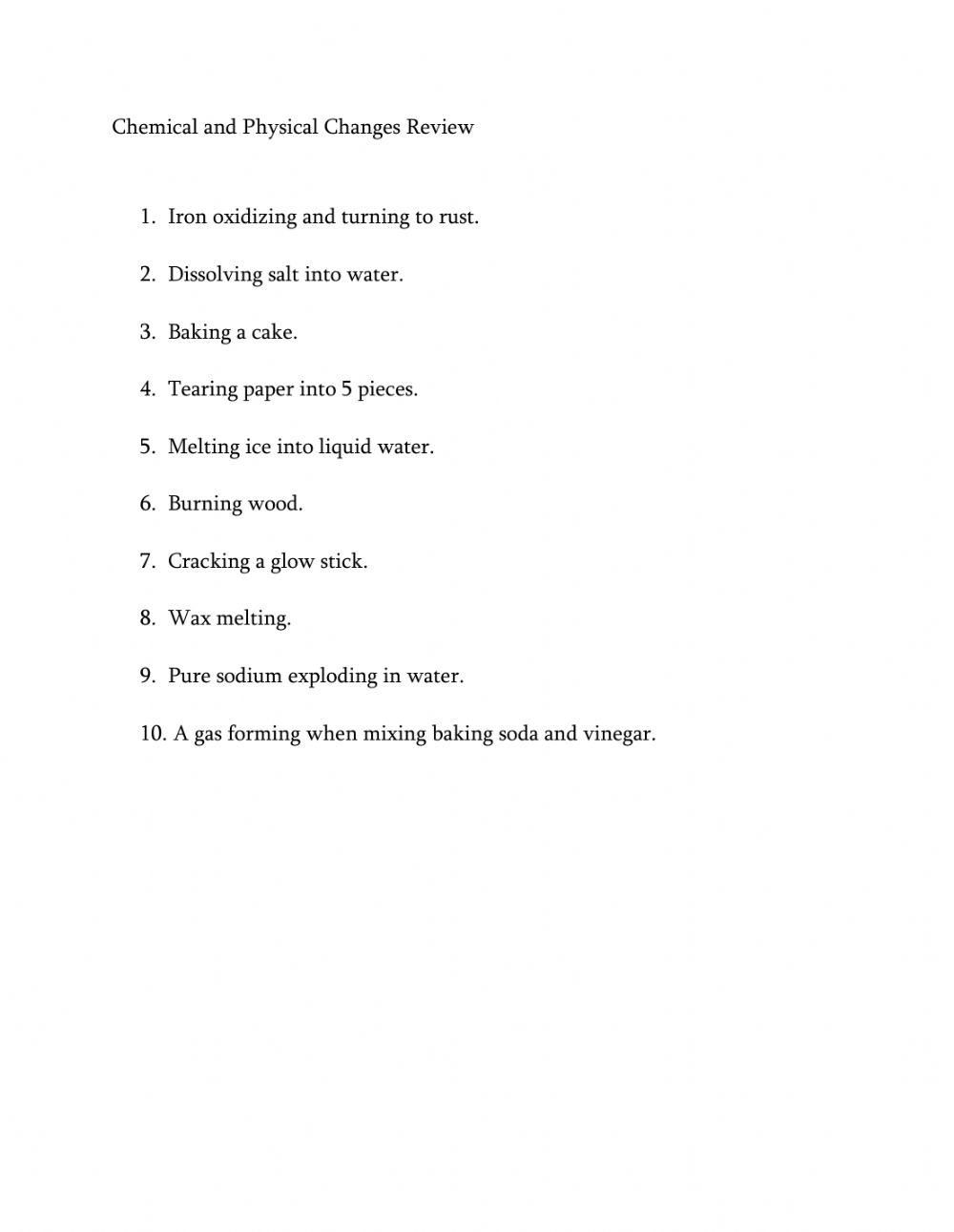 Chemical and Physical Changes