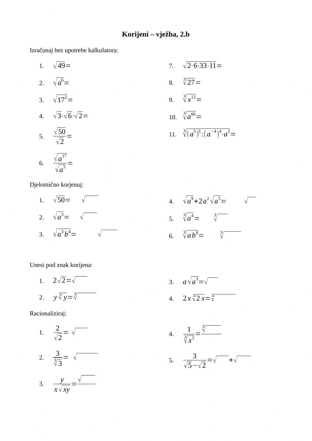 Korijeni -vježba 2.b