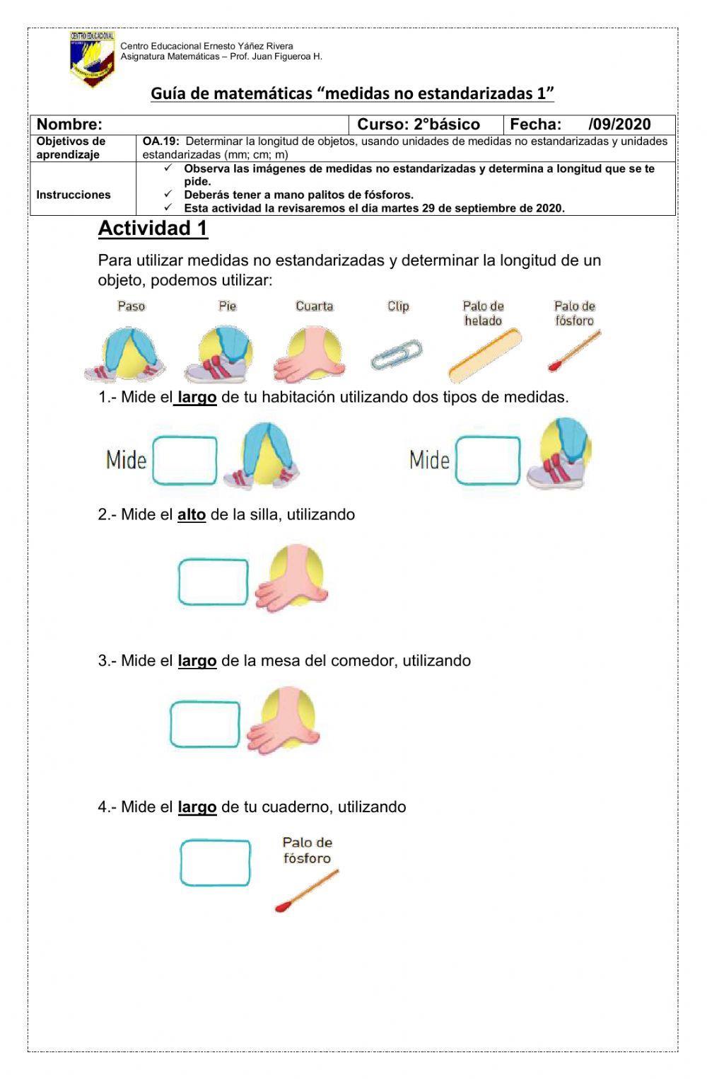 Medidas no estandarizadas Medidas no estandarizadas