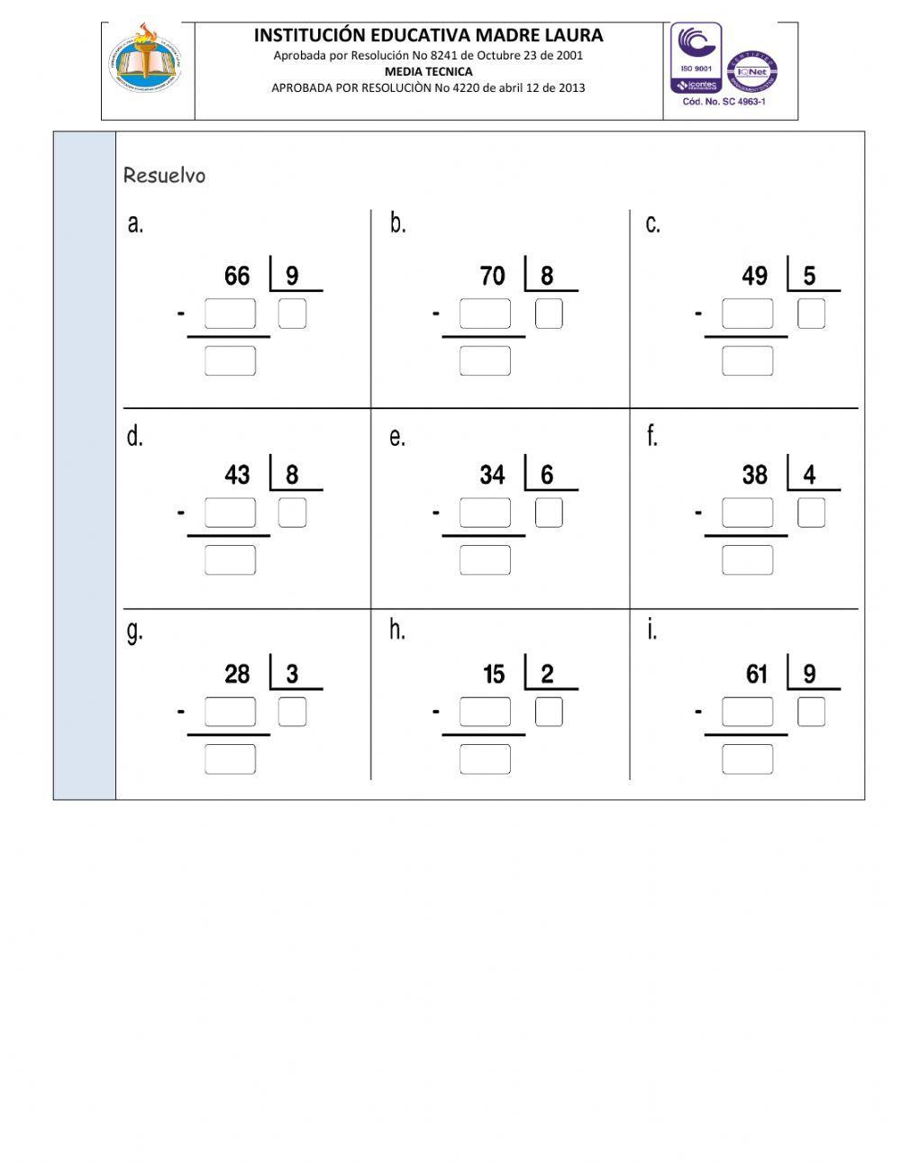 divisiones con resta
