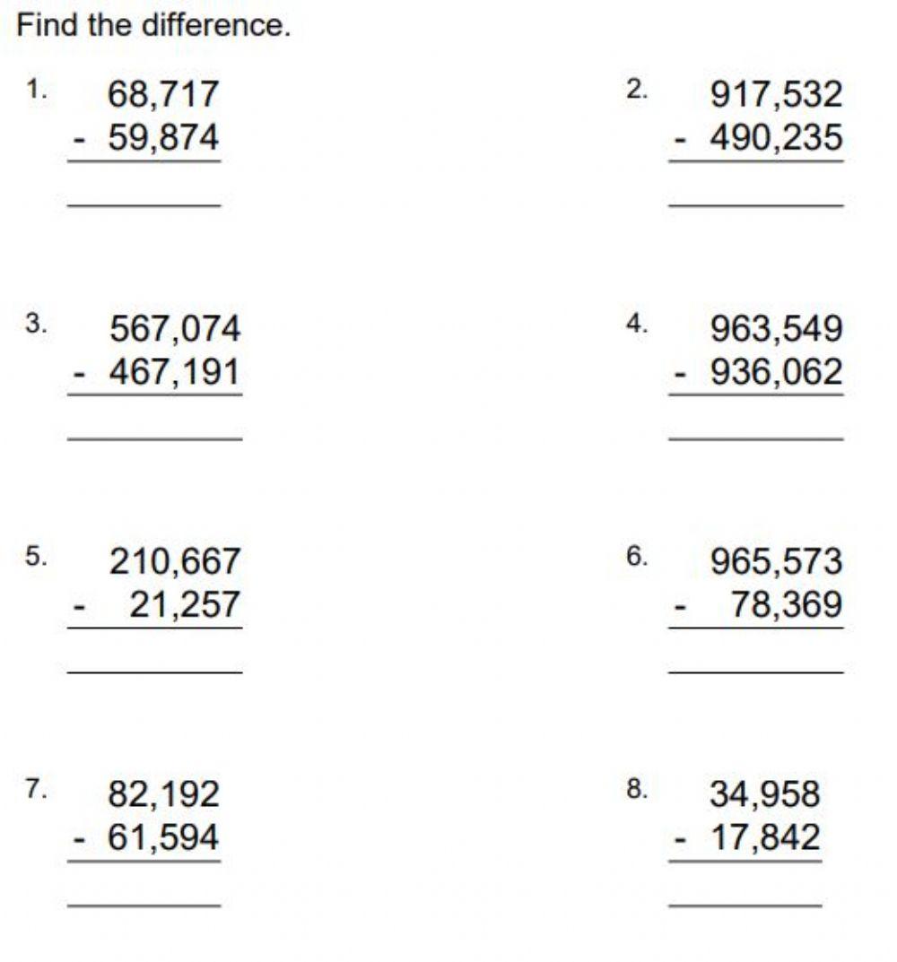 Multi Digit Subtraction worksheet Live Worksheets
