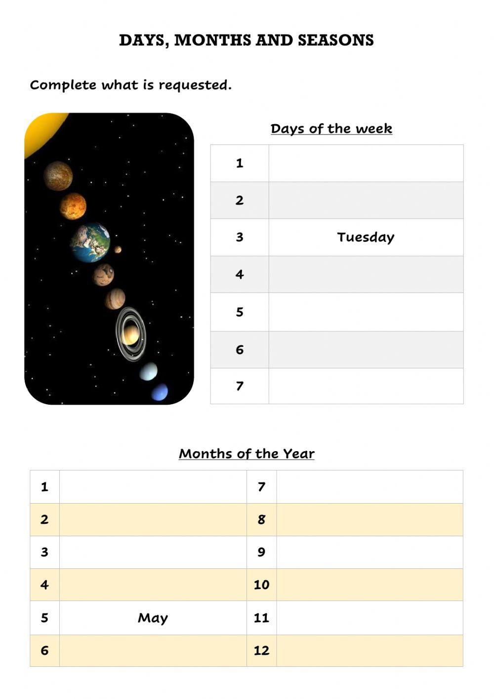 Days, Months and Seasons