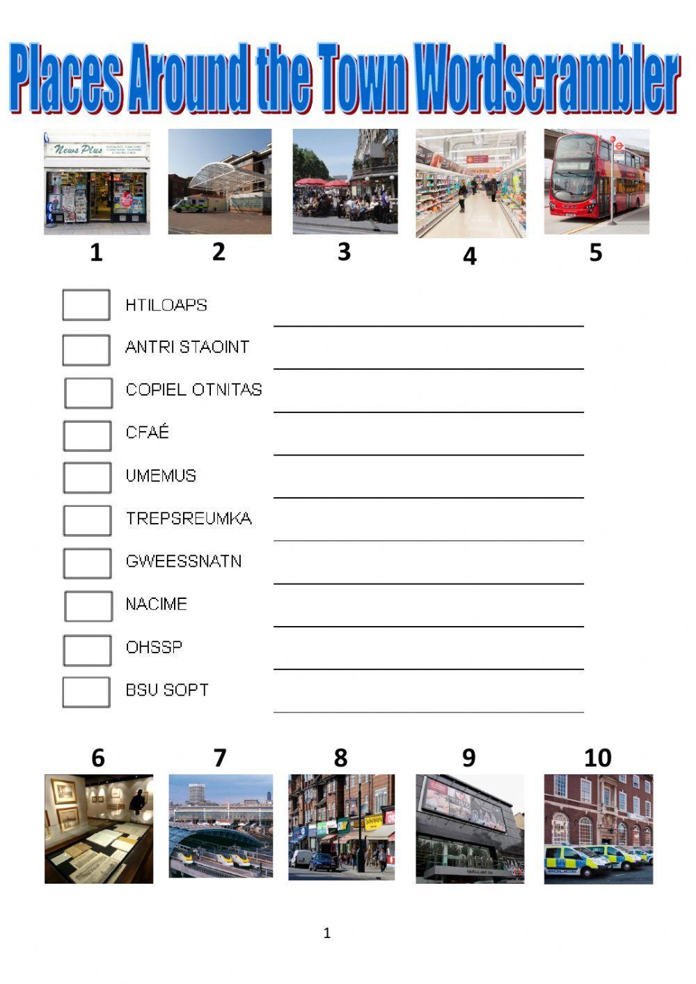 Worscrambler places around the town tiger team 4 macmillan