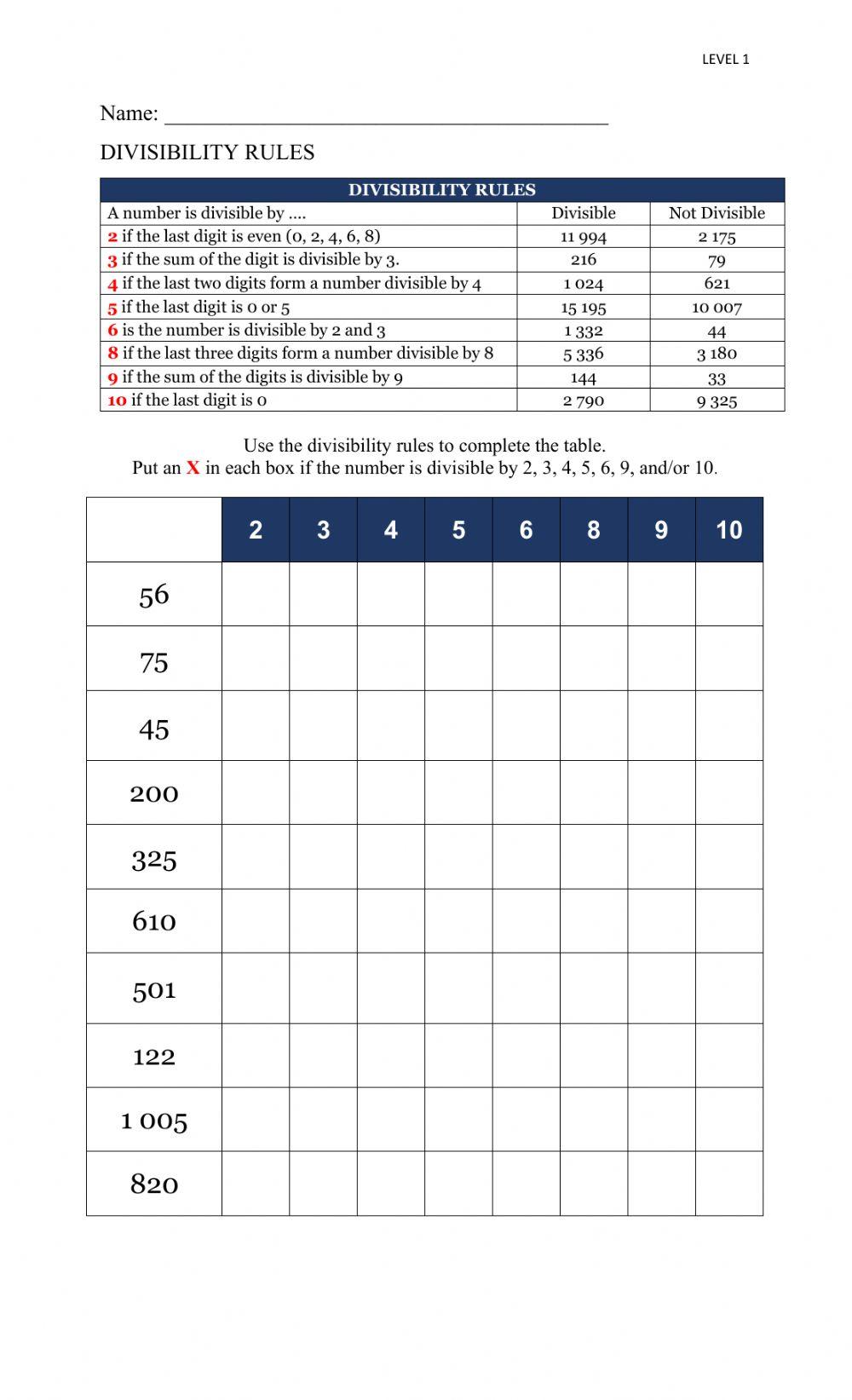 Divisibility Rules