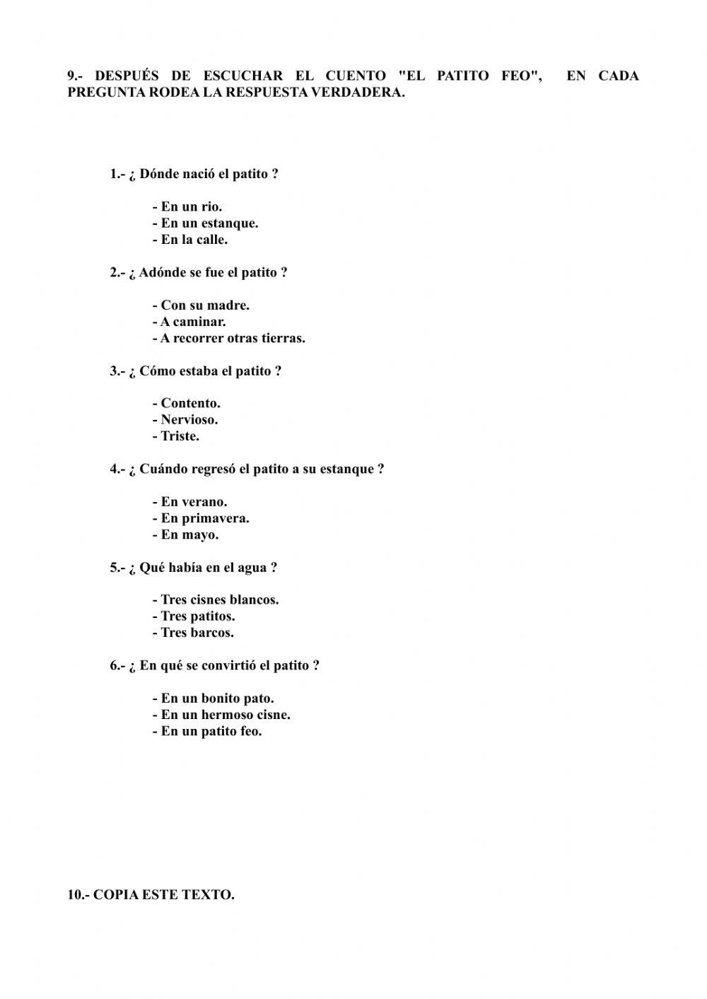 Prueba inicial 3º EP LCL segunda parte