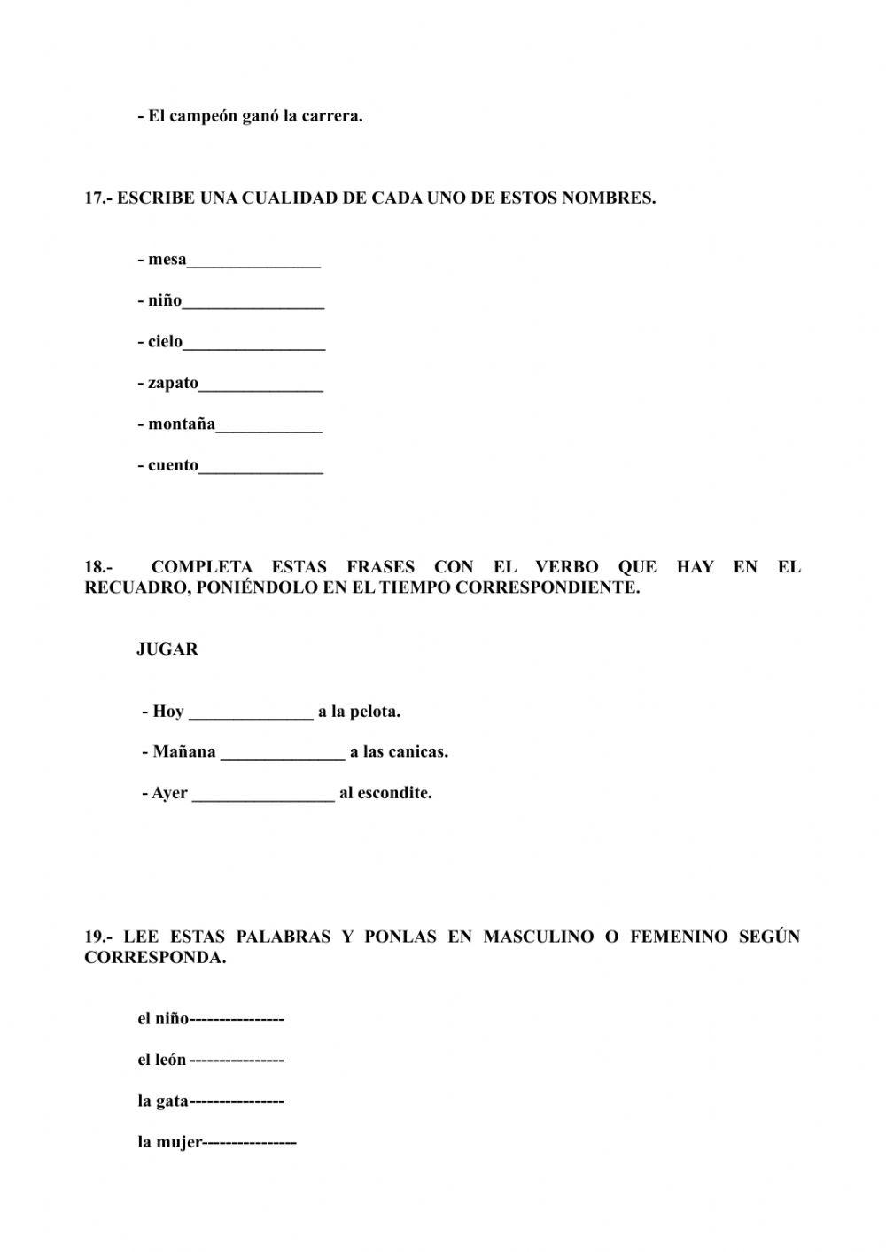 Prueba inicial 3º EP LCL segunda parte